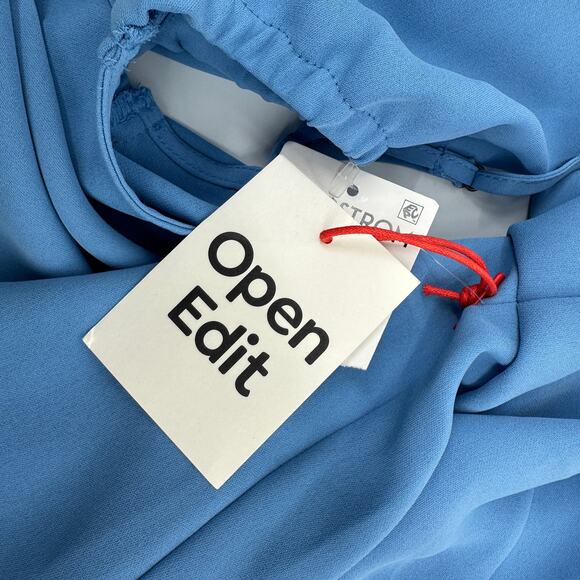 Open Edit Pleated Asymetric Neck Single Cold Shoulder Blue New Blouse Womens XL - Picture 8 of 9